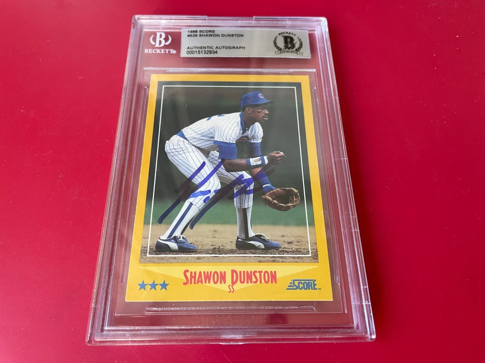 Shawon Dunston Cubs 1988 Score Card Signed Auto Beckett BAS Slabbed
