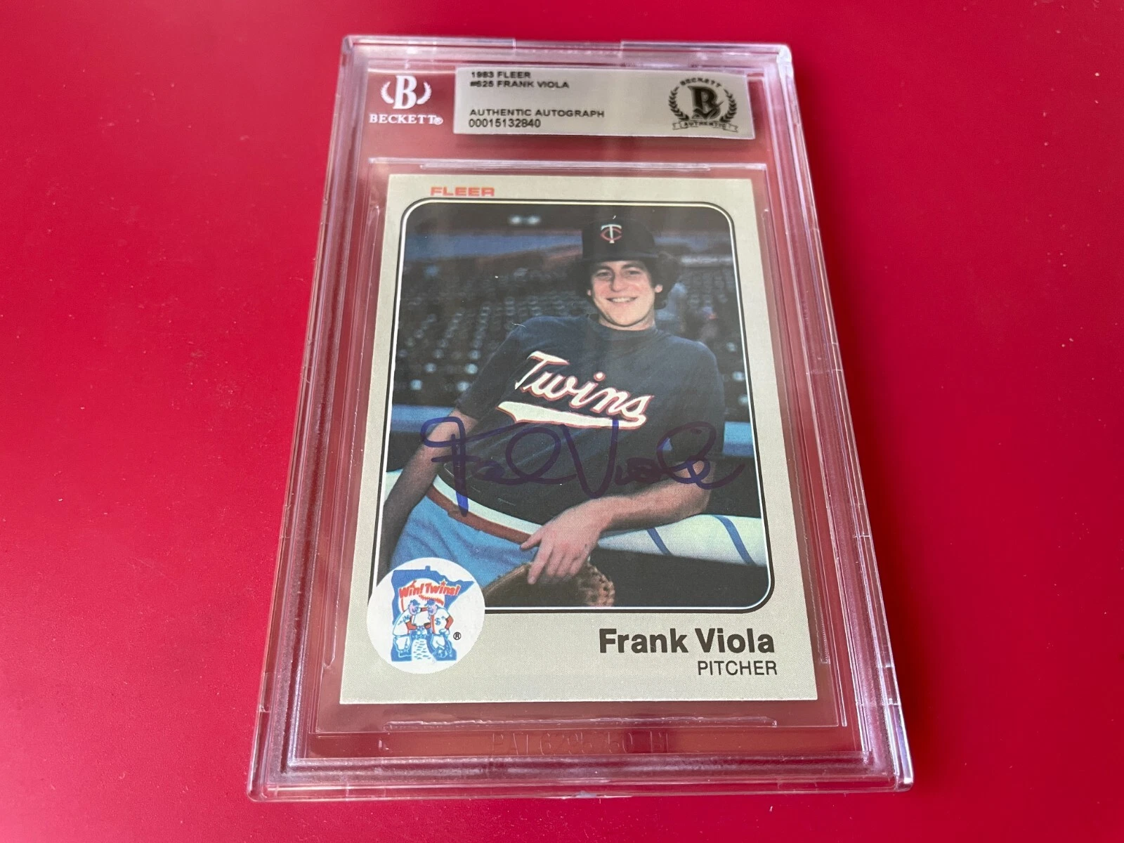 Frank Viola Twins MLB 1983 Fleer Rookie Card Signed Auto Beckett BAS COA
