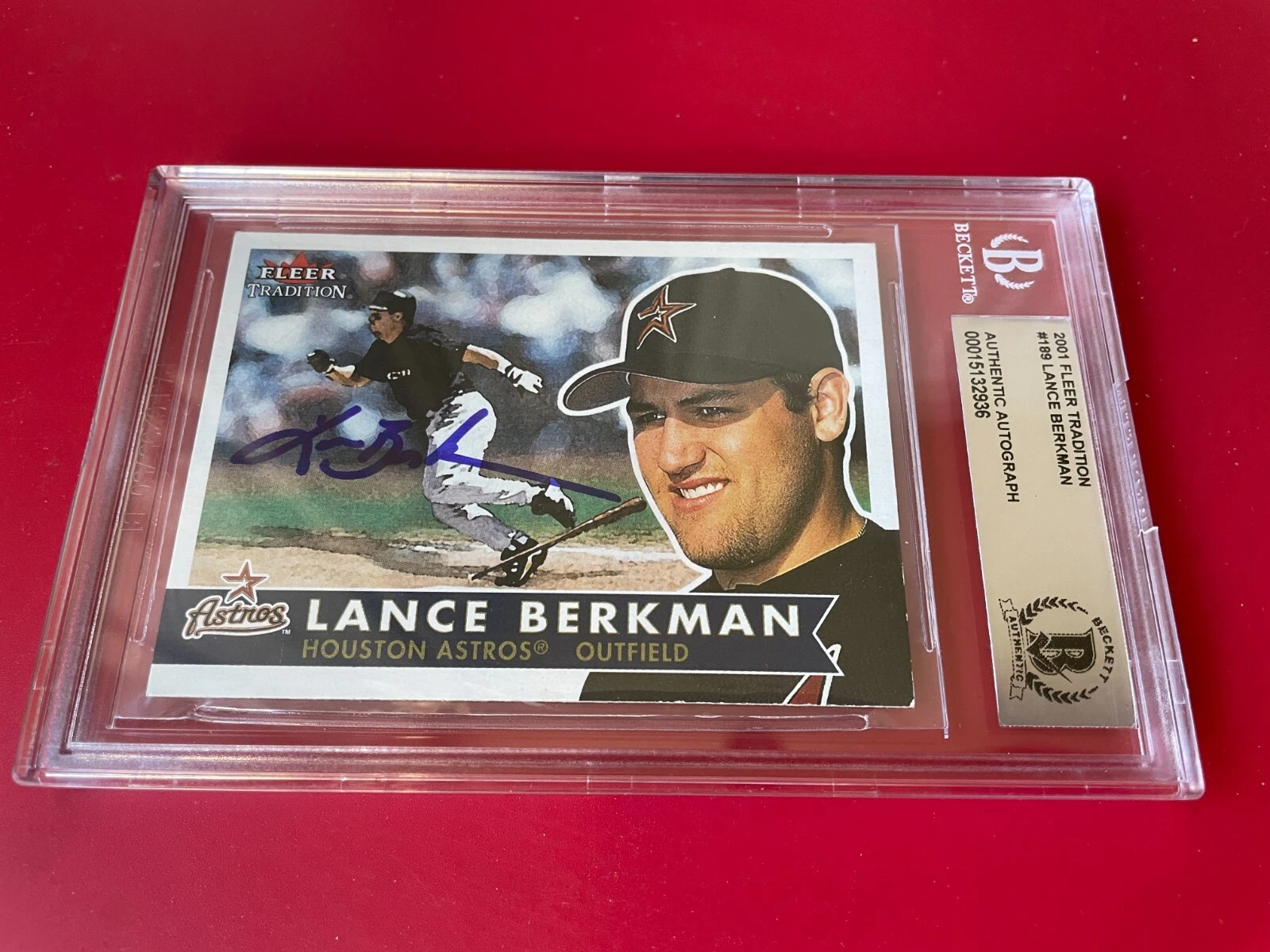 Lance Berkman Astros 2001 Fleer Tradition Card Signed Auto Beckett BAS COA
