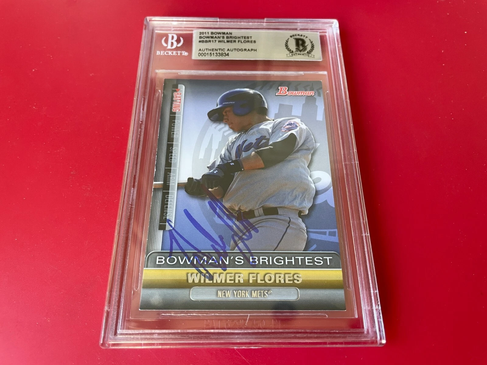 WILMER FLORES 2011 BOWMAN BRIGHTEST CARD SIGNED AUTO BECKETT BAS COA COLLECTIBLE MEMORABILIA