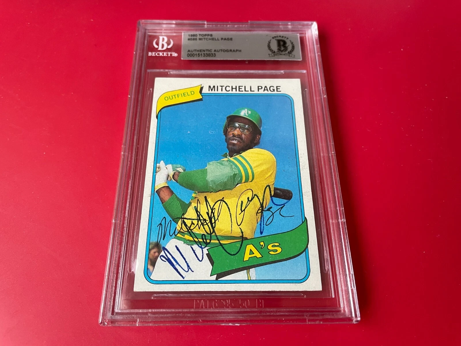 Mitchell Page Oakland A's 1980 Topps Card Signed Auto Beckett BAS
