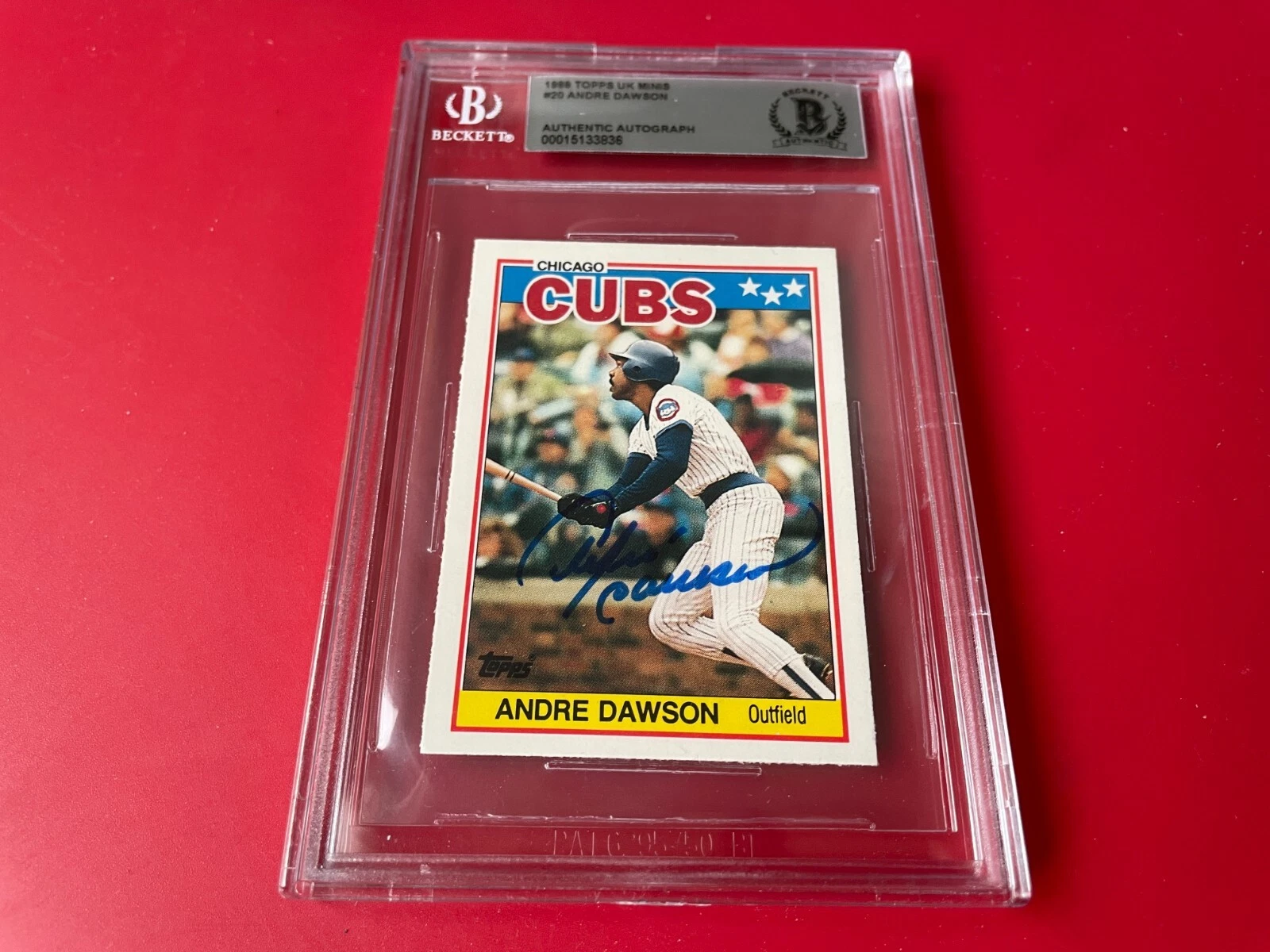 Andre Dawson 1988 Topps UK Minis Card Signed Auto Beckett BAS
