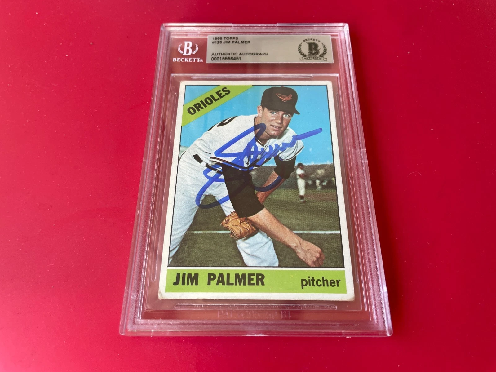 Jim Palmer Orioles HOF 1966 Topps Rookie Card Signed Auto Beckett BAS Slabbed
