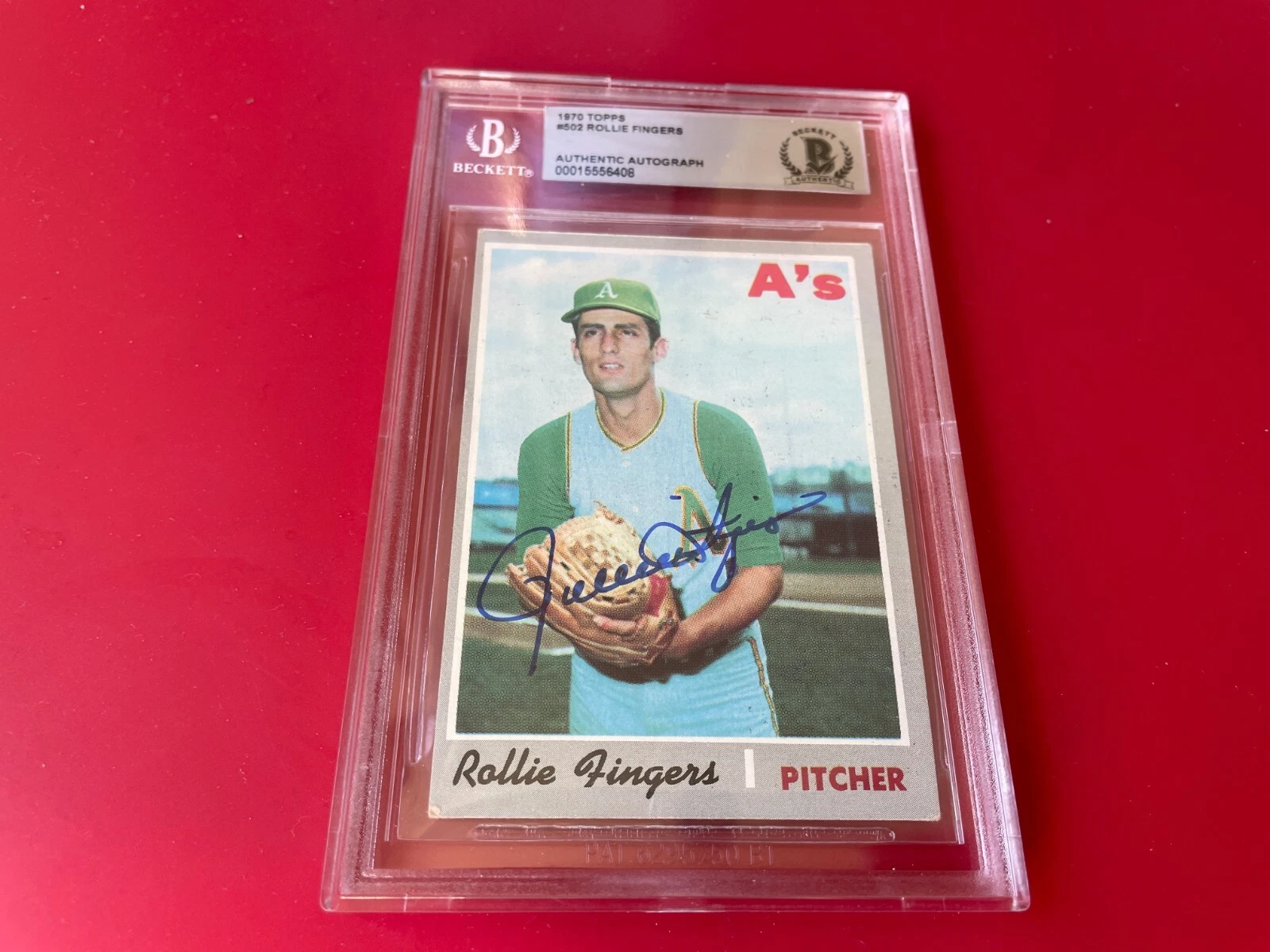Rollie Fingers A's HOF 1970 Topps Card Signed Auto Beckett BAS Slabbed
