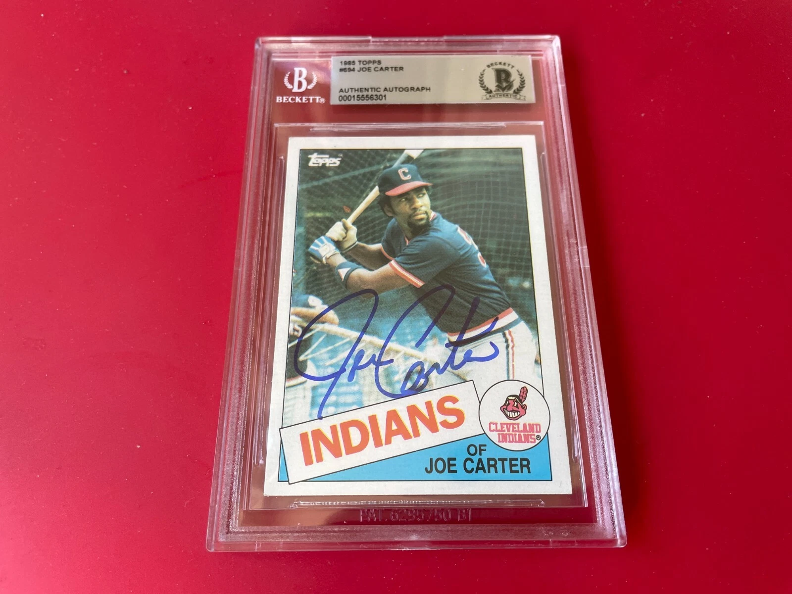 Joe Carter Indians 1985 Topps Rookie Card Signed Auto Beckett BAS
