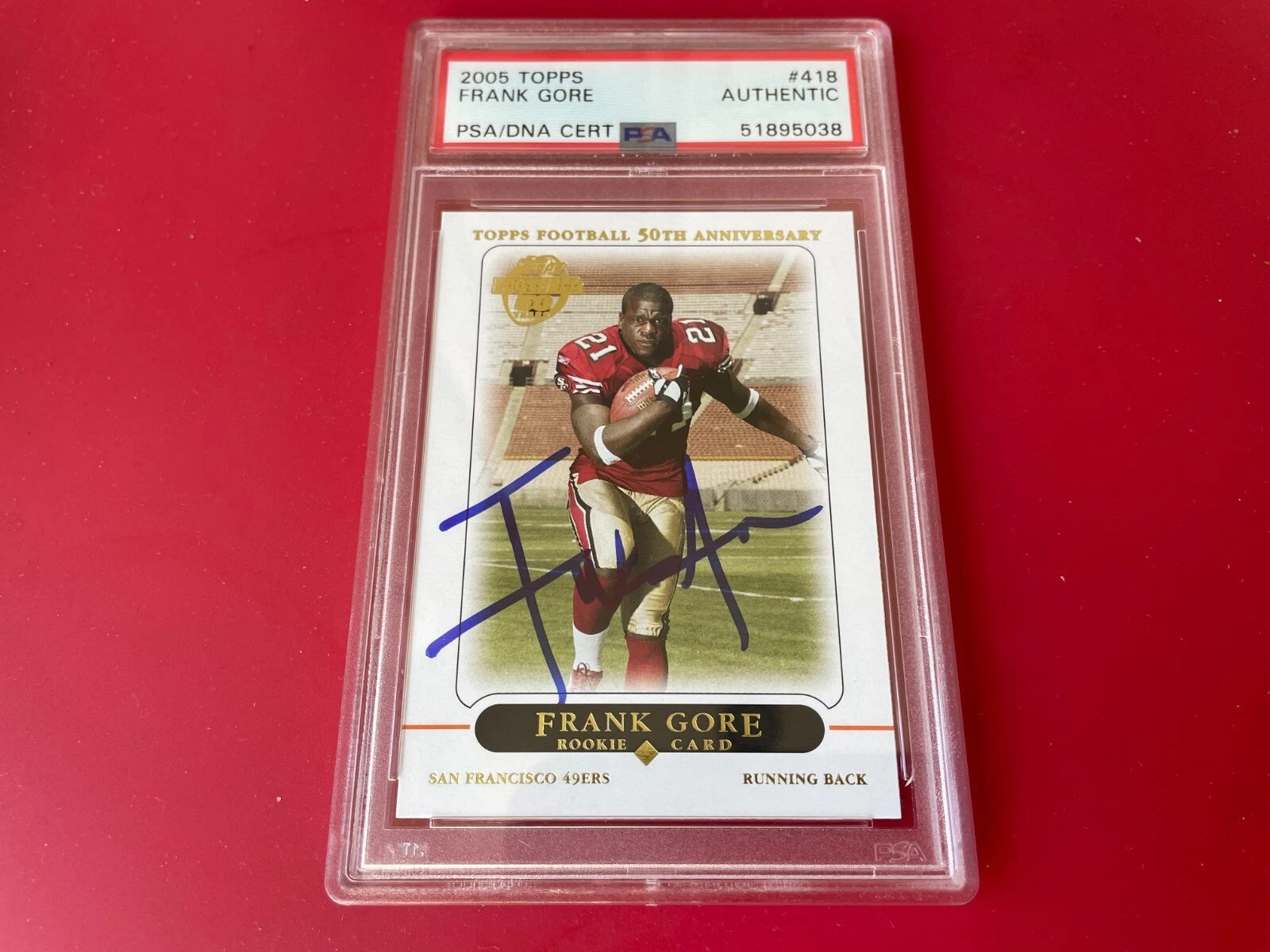 Frank Gore 49ers 2005 Topps Rookie Card Signed Auto PSA/DNA ENCAPSULATED
