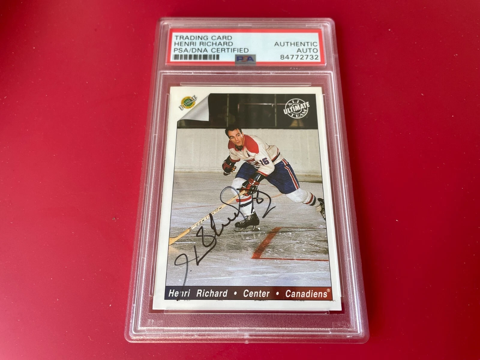 Henri Richard 1992-93 Ultimate Original Six Card Signed Auto PSA/DNA
