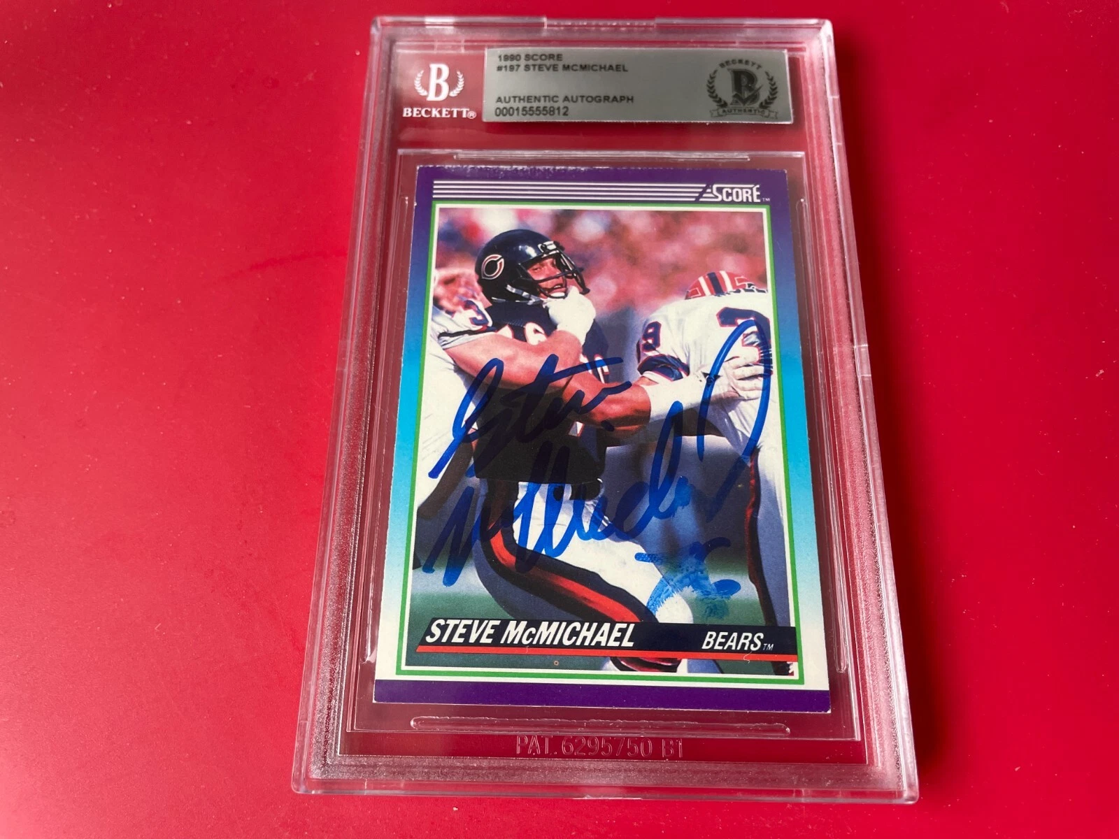 Steve McMichael Bears 1990 Score Card Signed Auto Beckett BAS Slabbed
