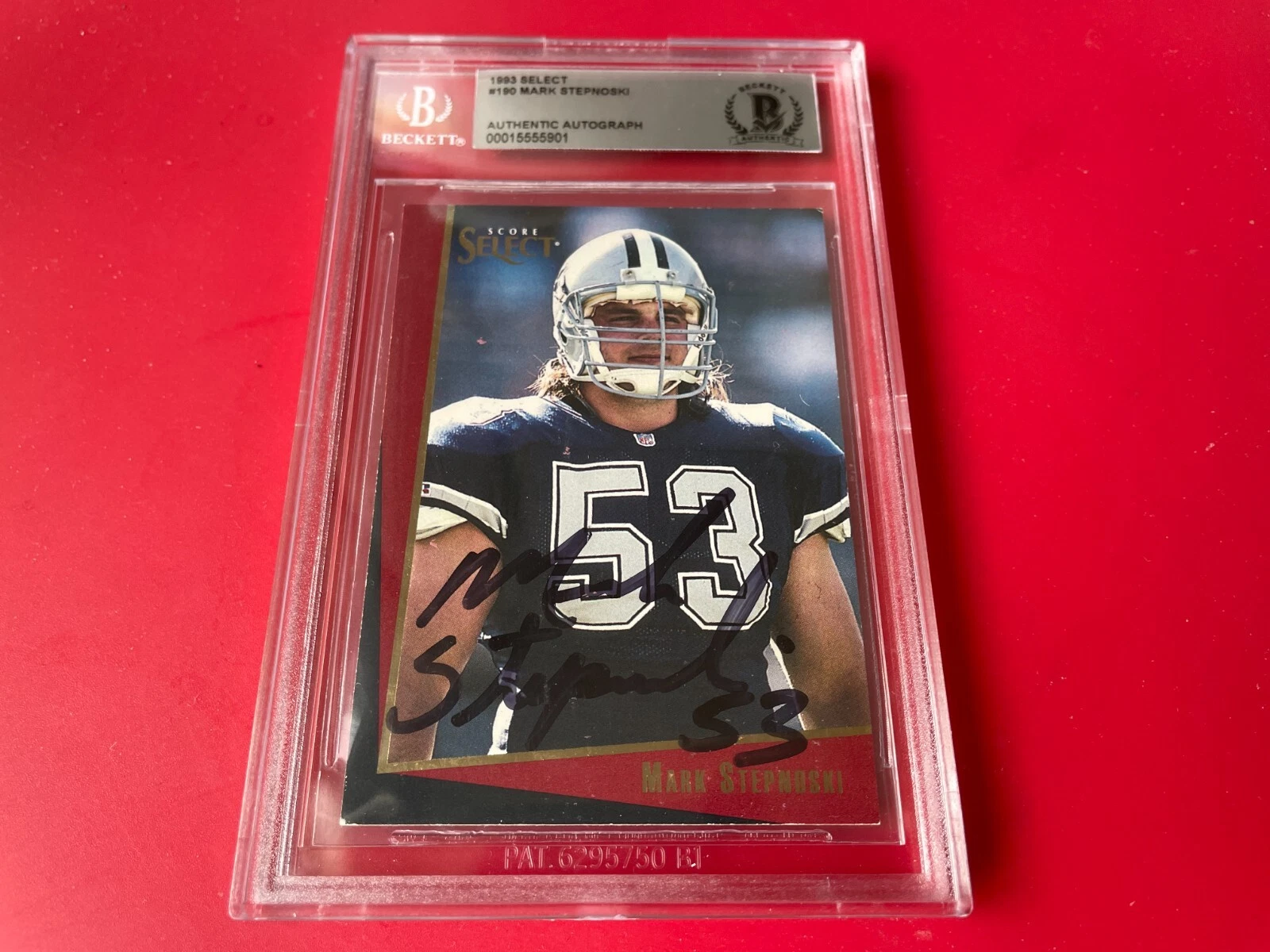 Mark Stepnoski Cowboys 1993 Score Select Card Signed Auto Beckett BAS Slabbed
