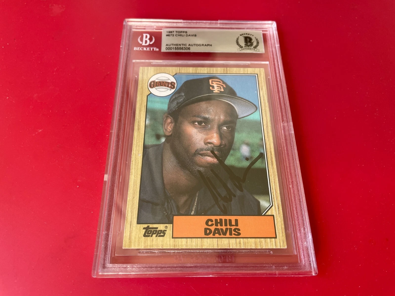 Chile Davis Giants MLB 1987 Topps Card Signed Auto Beckett BAS COA
