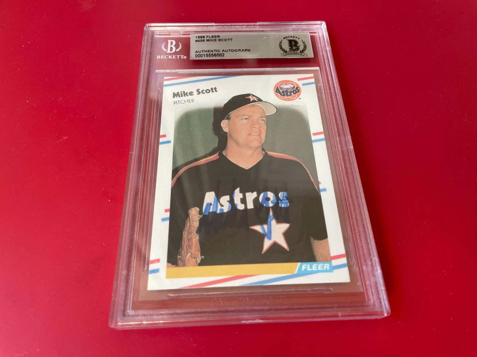 Mike Scott Astros MLB 1988 Fleer Card Signed Auto Beckett BAS COA
