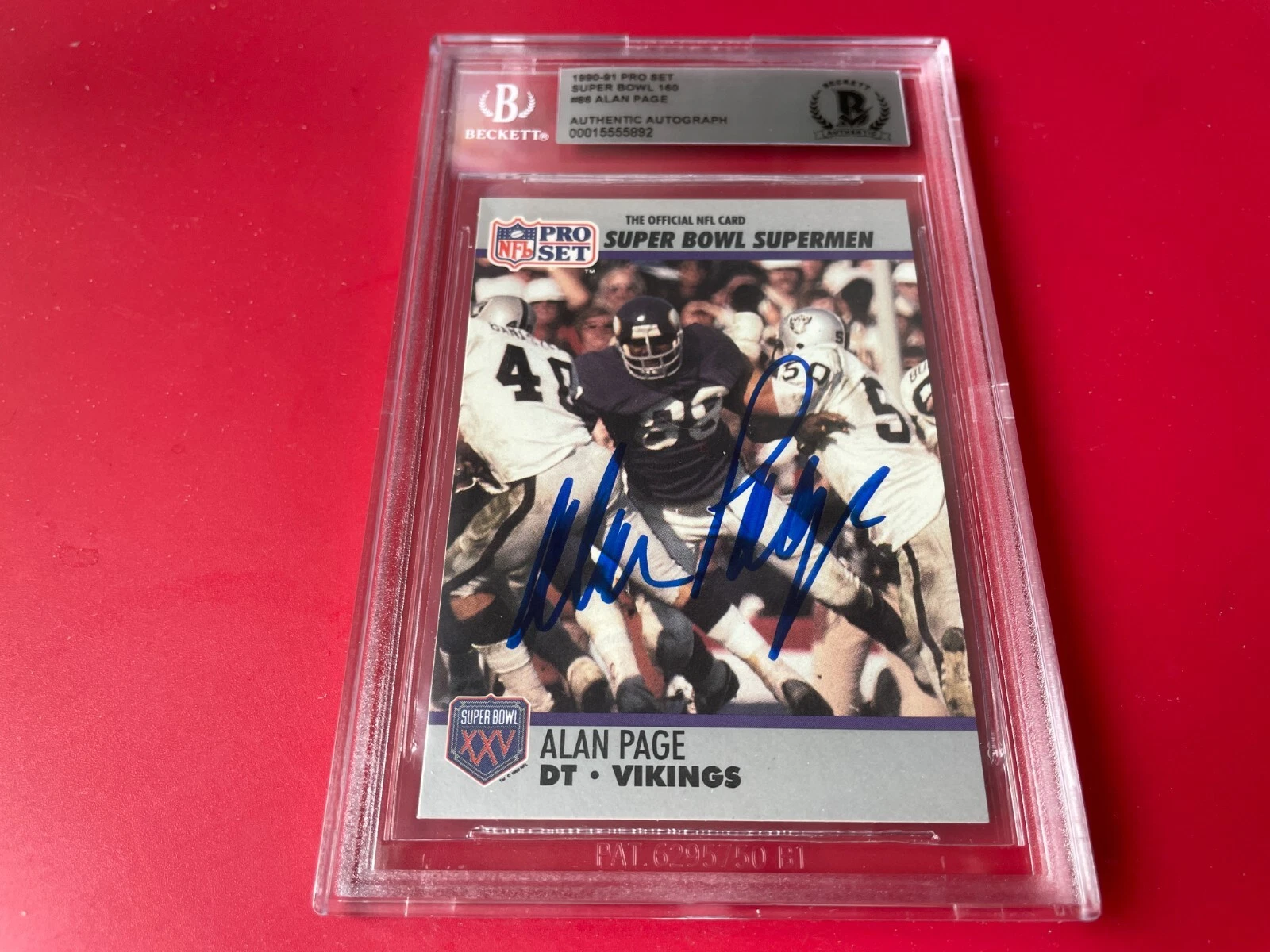 Alan Page Vikings 1990 Pro Set Super Bowl Card Signed Auto Beckett BAS
