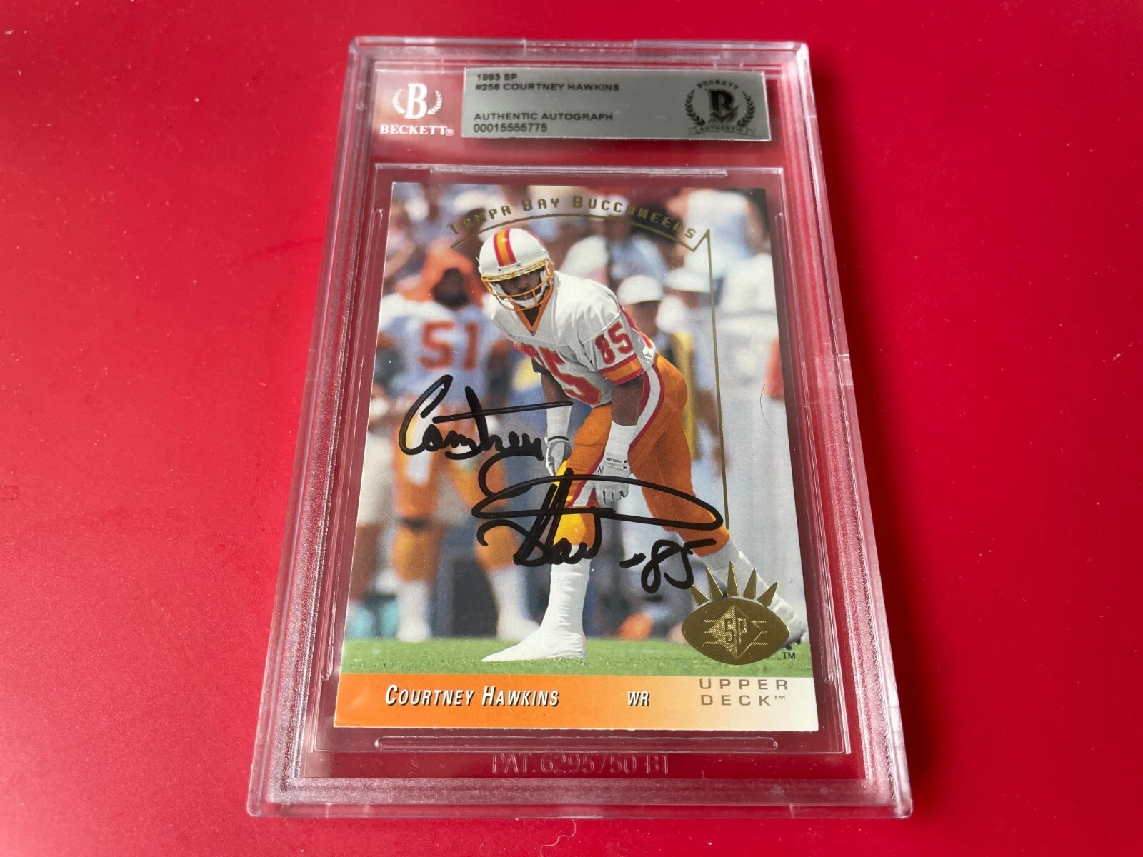 Courtney Hawkins NFL 1993 UD SP Card Signed Auto Beckett BAS
