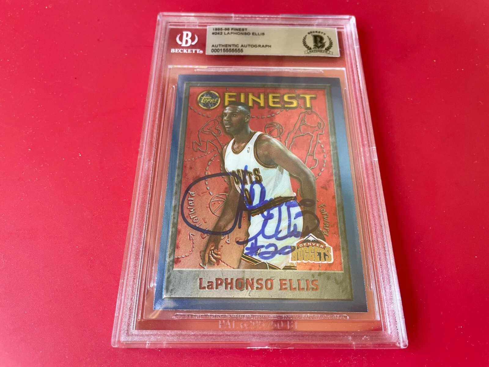 LaPhonso Ellis Nuggets 1995-96 Finest Card Signed Auto BAS Slabbed
