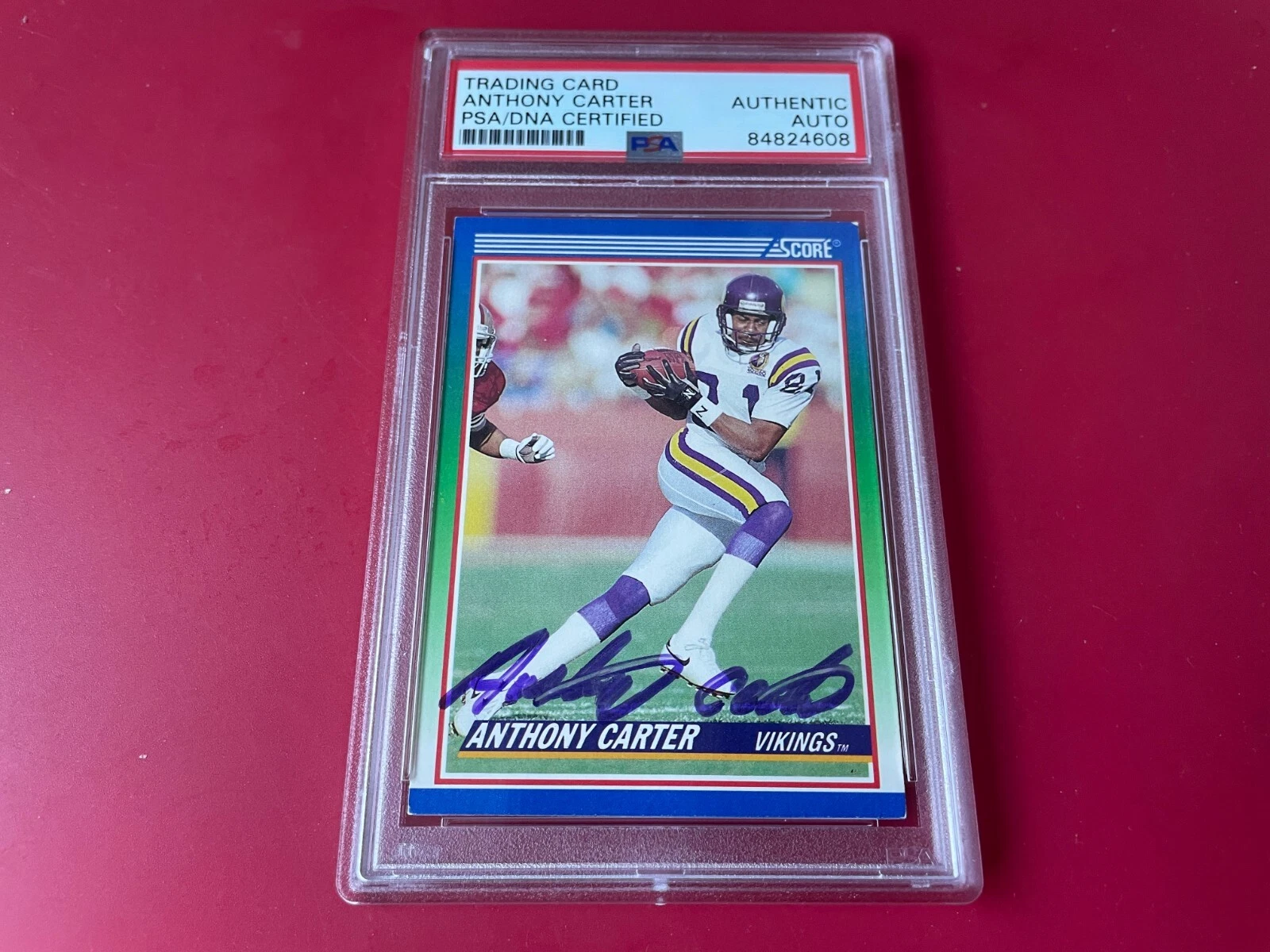 Anthony Carter Vikings 1990 SCORE Signed Auto PSA/DNA ENCAPSULATED
