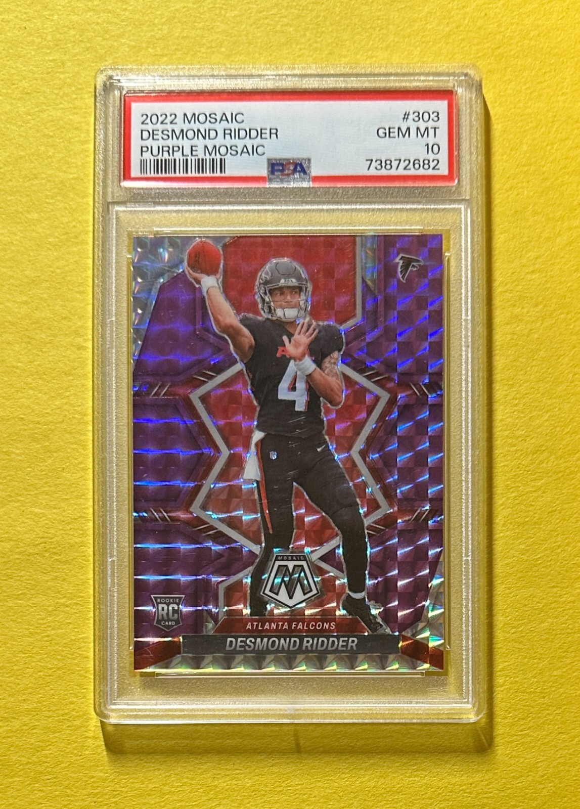 2022 PANINI MOSAIC DESMOND RIDDER PURPLE MOSAIC #303 PSA GEM MT 10 FALCONS
