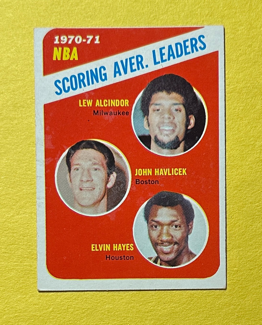 1971 TOPPS NBA SCORING AVEG LEADERS ALCINDOR HAVLICEK HAYES #139
