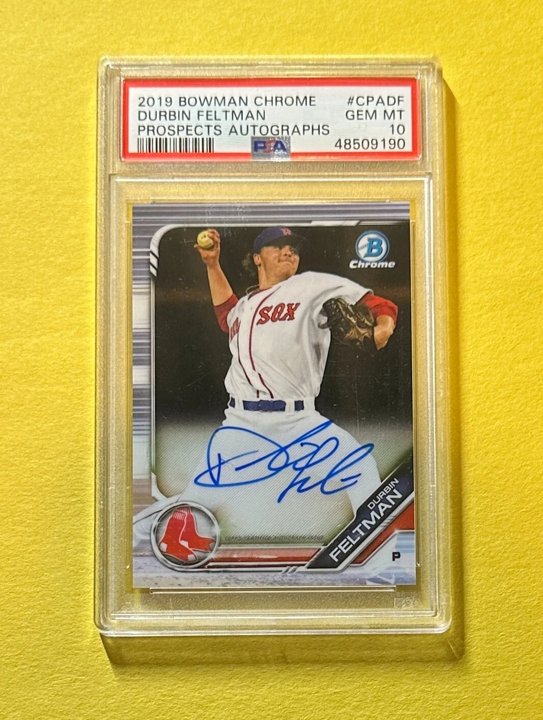 2019 BOWMAN CHROME DURBIN FELTMAN AUTO #CPADF RED SOX
