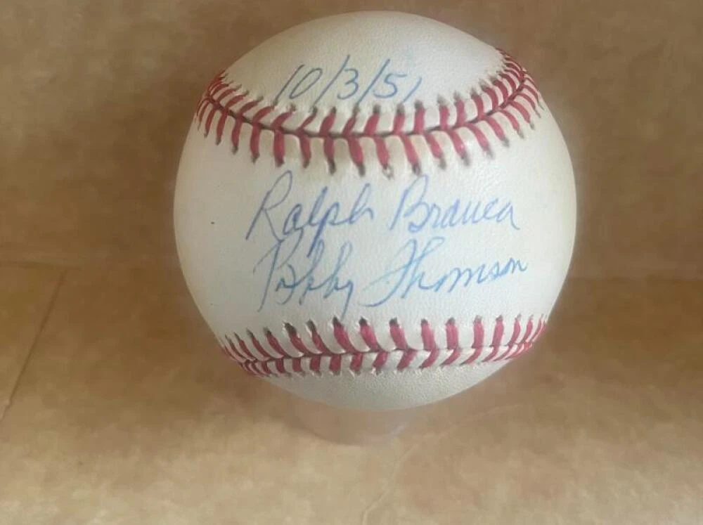 RALPH BRANCA BOBBY THOMSON 10/3/51 SIGNED AUTOGRAPHED N.L. BASEBALL BAS AUTH
