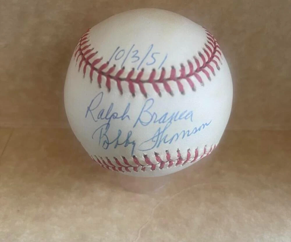 RALPH BRANCA BOBBY THOMSON 10/3/51 SIGNED AUTOGRAPHED N.L. BASEBALL BAS AUTH
