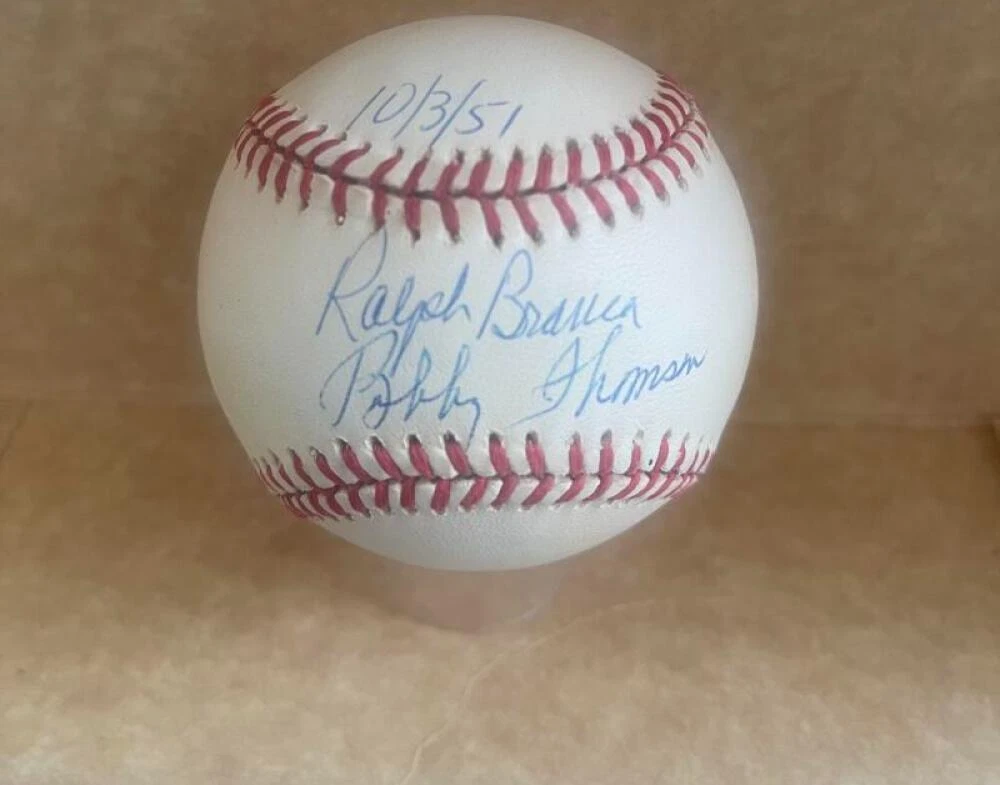 RALPH BRANCA BOBBY THOMSON 10/3/51 SIGNED AUTOGRAPHED N.L. BASEBALL BAS AUTH
