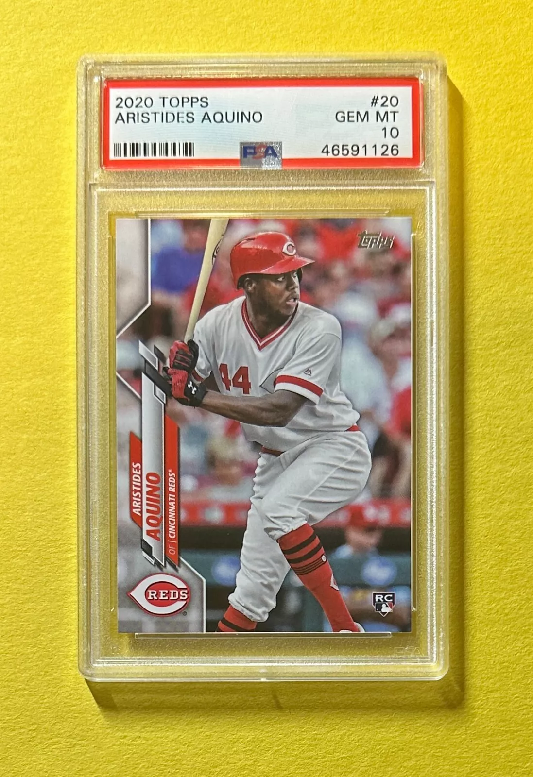 2020 TOPPS ARISTIDES AQUINO ROOKIE CARD #20 PSA GEM MT 10 REDS
