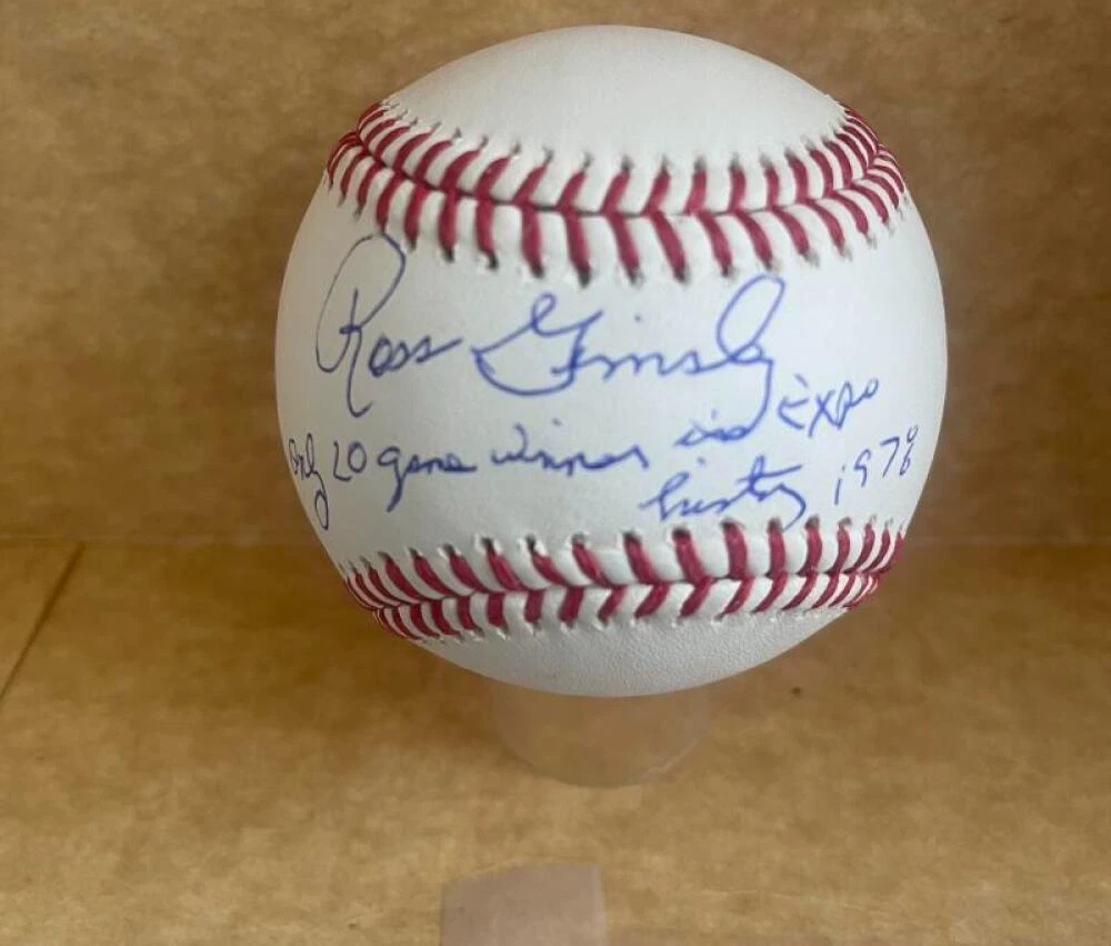 ROSS GRIMSLEY ONLY 20 GAME WINNER IN EXPOS HISTORY 1978 SIGNED AUTO M.L. BASEBAL
