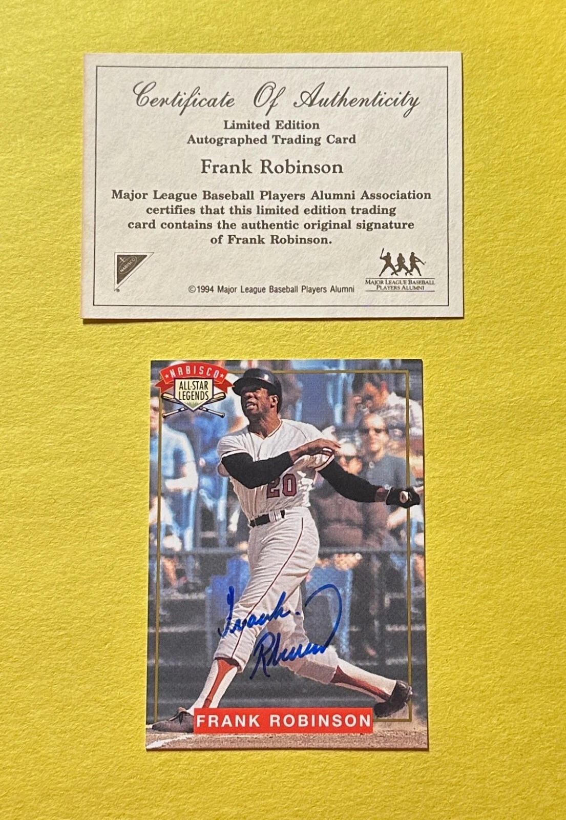 1994 NABISCO ALL-STAR LEGENDS FRANK ROBINSON AUTHENTIC AUTO COA HOF
