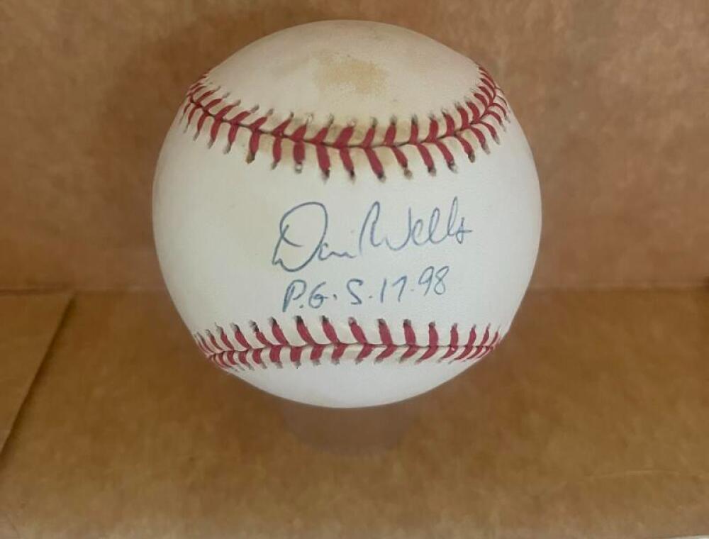 DAVID WELLS PG 5-17-98 SIGNED AUTO A.L. BASEBALL JSA AH46915
