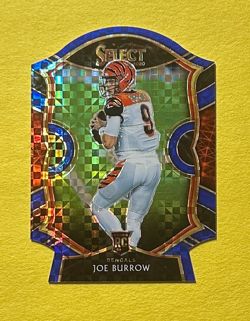 2020 PANINI SELECT JOE BURROW BLUE CHECKER DIE CUT #46 BENGALS ROOKIE CARD

