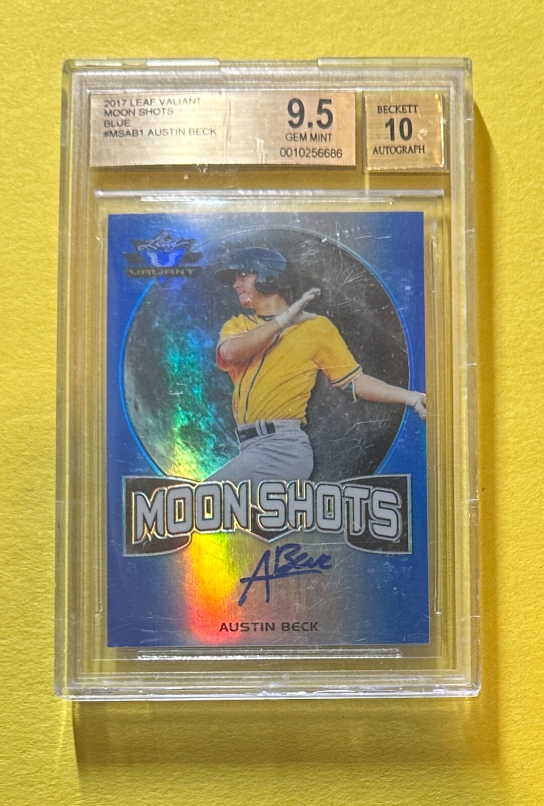 2017 LEAF VALIANT AUSTIN BECK MOON SHOTS BLUE /35 AUTO #MSAB1 BGS GEM MINT 9.5
