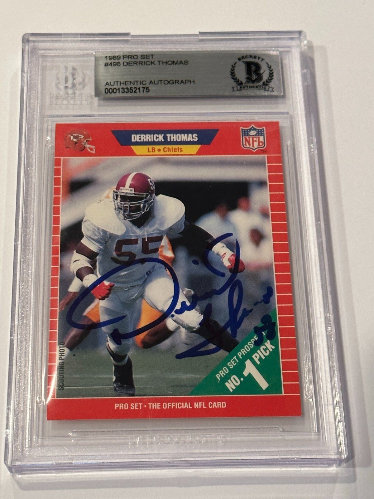 DERRICK THOMAS Signed 1989 PRO SET Card #498 Beckett Authenticated BAS
