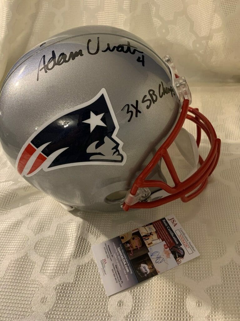 ADAM VINATIERI SIGNED FULL SIZE HELMET PATRIOTS REPLICA FS JSA AUTHENTICATED COA
 COLLECTIBLE MEMORABILIA
