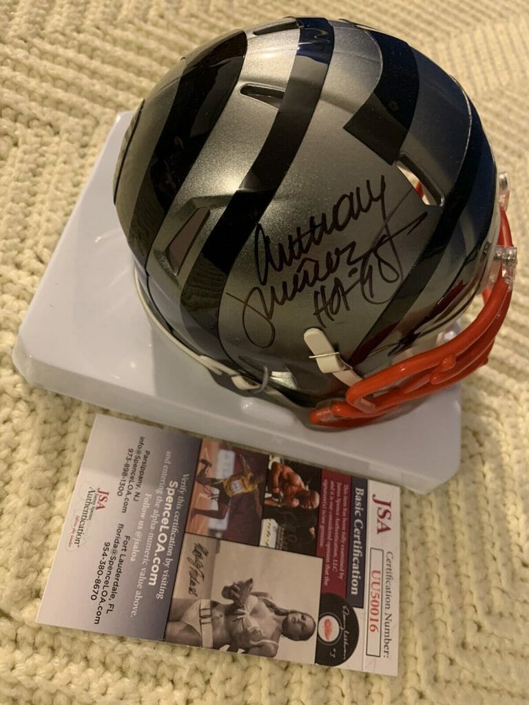 ANTHONY MUNOZ BENGALS SIGNED FLASH MINI HELMET AUTOGRAPHED JSA AUTHENTICATED COA
 COLLECTIBLE MEMORABILIA