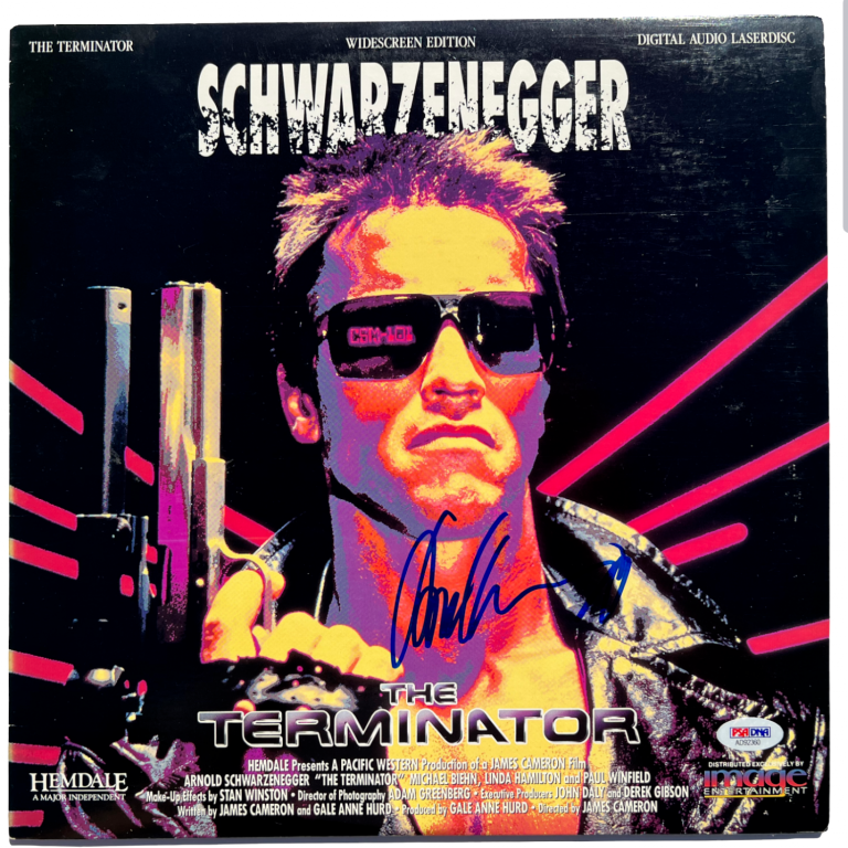 ARNOLD SCHWARZENEGGER SIGNED AUTOGRAPHED TERMINATOR MOVIE LASERDISC PSA/DNA
 COLLECTIBLE MEMORABILIA