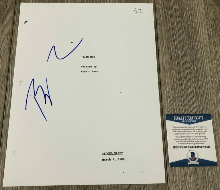 BARRY LEVINSON SIGNED RAIN MAN FULL 187 PAGE SCRIPT W/PROOF & BECKETT BAS COA
 COLLECTIBLE MEMORABILIA