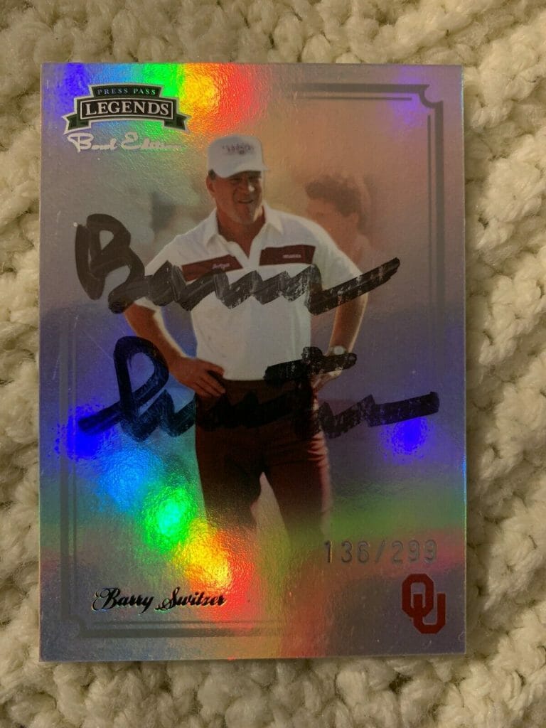 BARRY SWITZER SIGNED FOOTBALL TRADING CARD AUTOGRAPHED COACH
 COLLECTIBLE MEMORABILIA