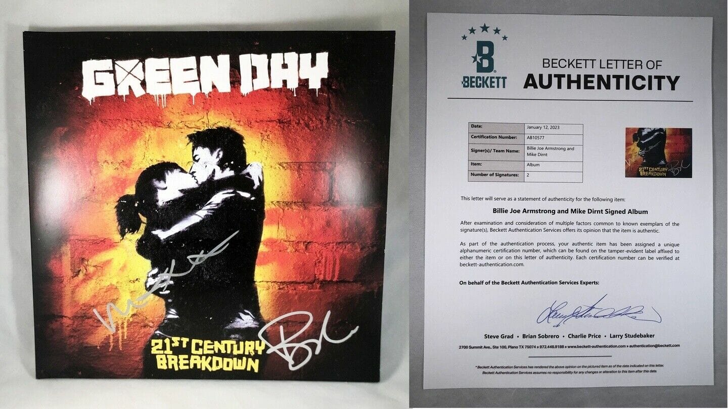 Billie Joe Armstrong and Mike Dirnt Signed LP Album Vinyl Green Day Beckett B...
Opens in a new window or tab