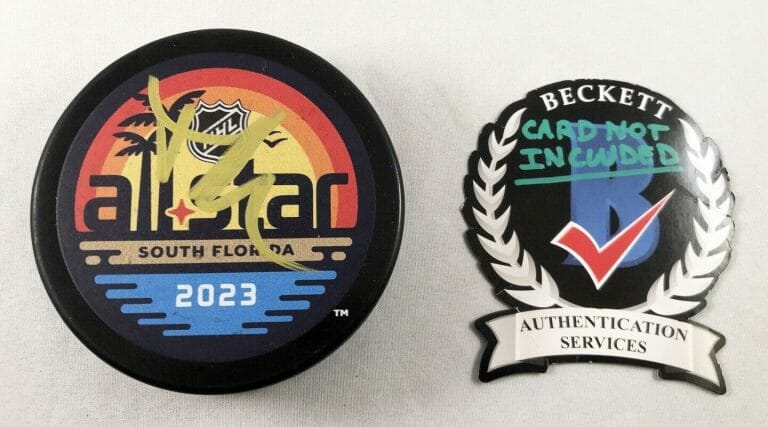 BRADY TKACHUK SIGNED 2023 ALL STAR HOCKEY PUCK OTTAWA SENATORS BECKETT BAS COA
 COLLECTIBLE MEMORABILIA