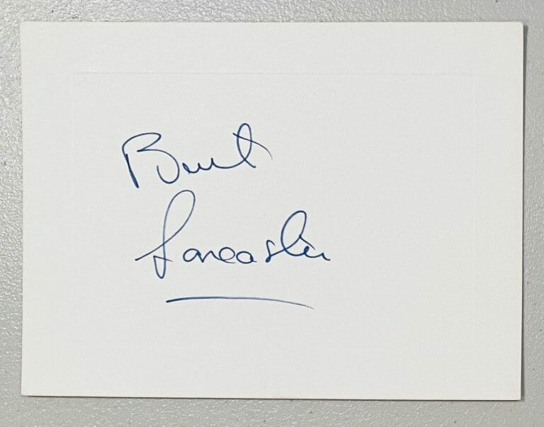 BURT LANCASTER SIGNED AUTOGRAPHED 4.5 X 6 CARD BAS BECKETT CERT FIELD OF DREAMS
 COLLECTIBLE MEMORABILIA