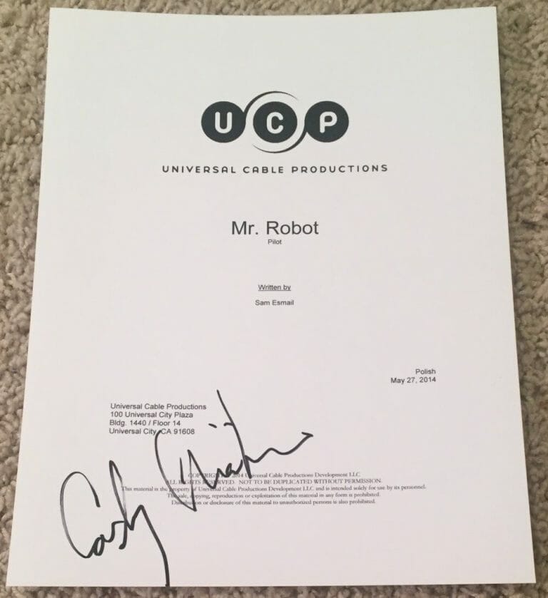 CARLY CHAIKIN SIGNED AUTOGRAPH FULL 64 PAGE MR. ROBOT PILOT SCRIPT W/PROOF
 COLLECTIBLE MEMORABILIA