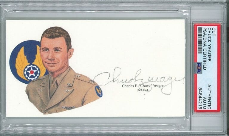 CHUCK YEAGER SIGNED CUT SIGNATURE PSA DNA 84844215 (D) WWII ACE TEST ...