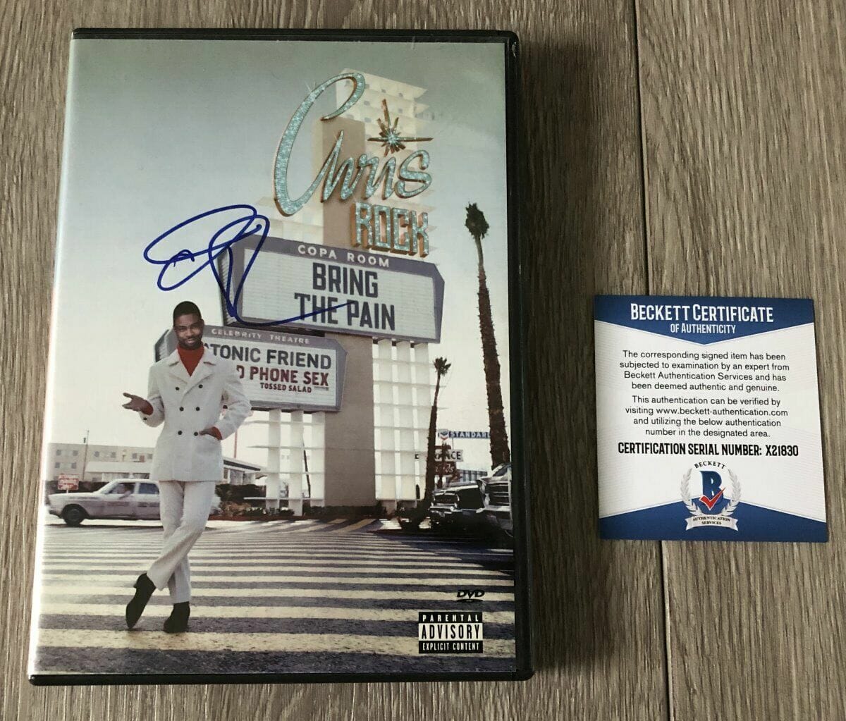 COMEDIAN CHRIS ROCK SIGNED AUTOGRAPH BRING THE PAIN DVD w/PROOF BECKETT BAS COA
