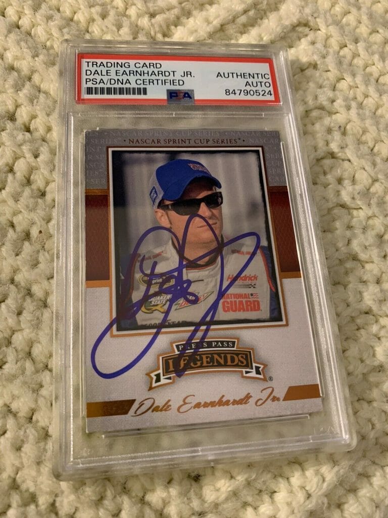 DALE EARNHARDT JR SIGNED 2013 PRESS PASS LEGENDS CARD #42 PSA /DNA SLAB COA
 COLLECTIBLE MEMORABILIA