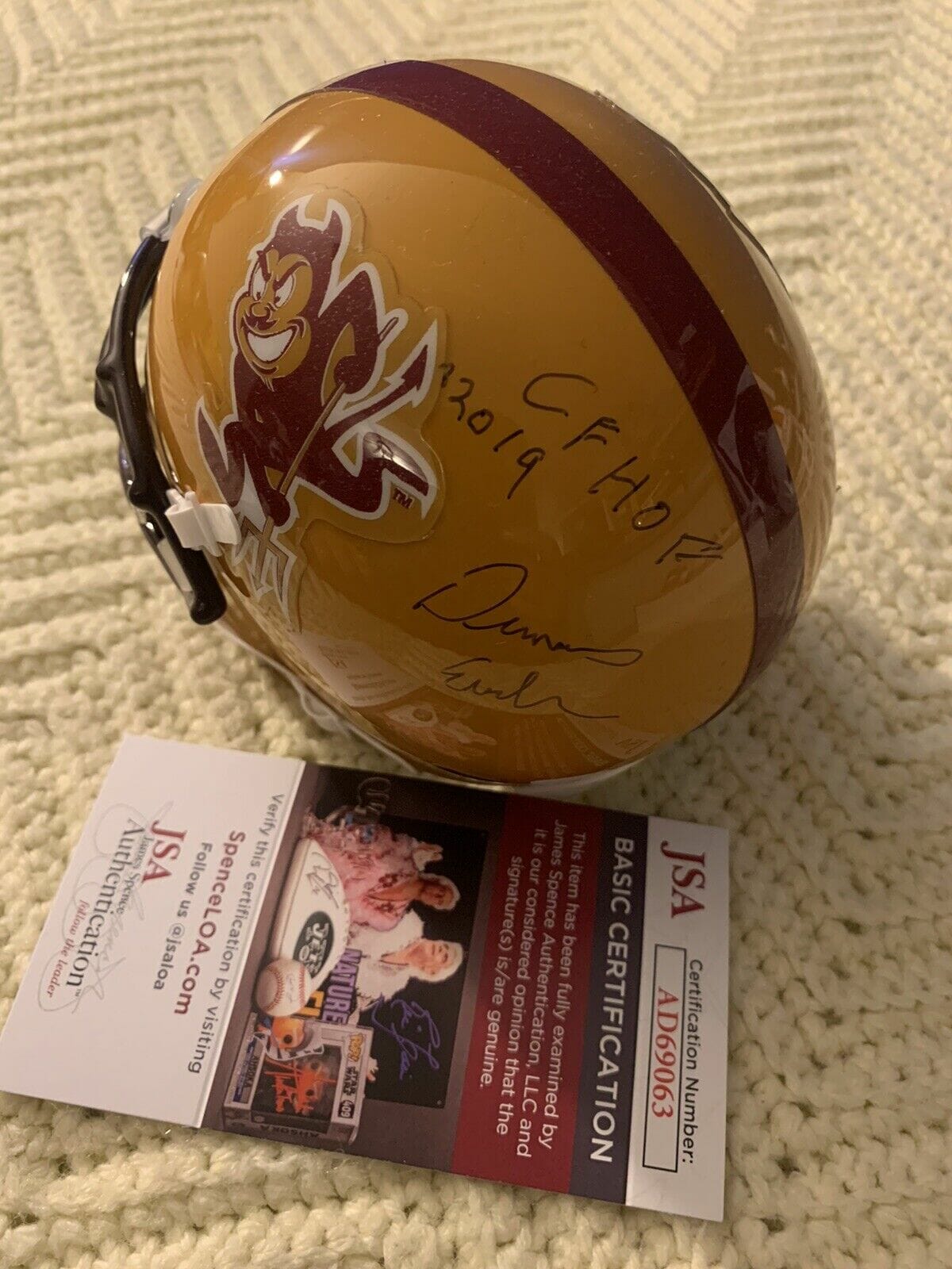 Dennis Erickson Signed Arizona State Mini Helmet JSA Authentication COA
Opens in a new window or tab