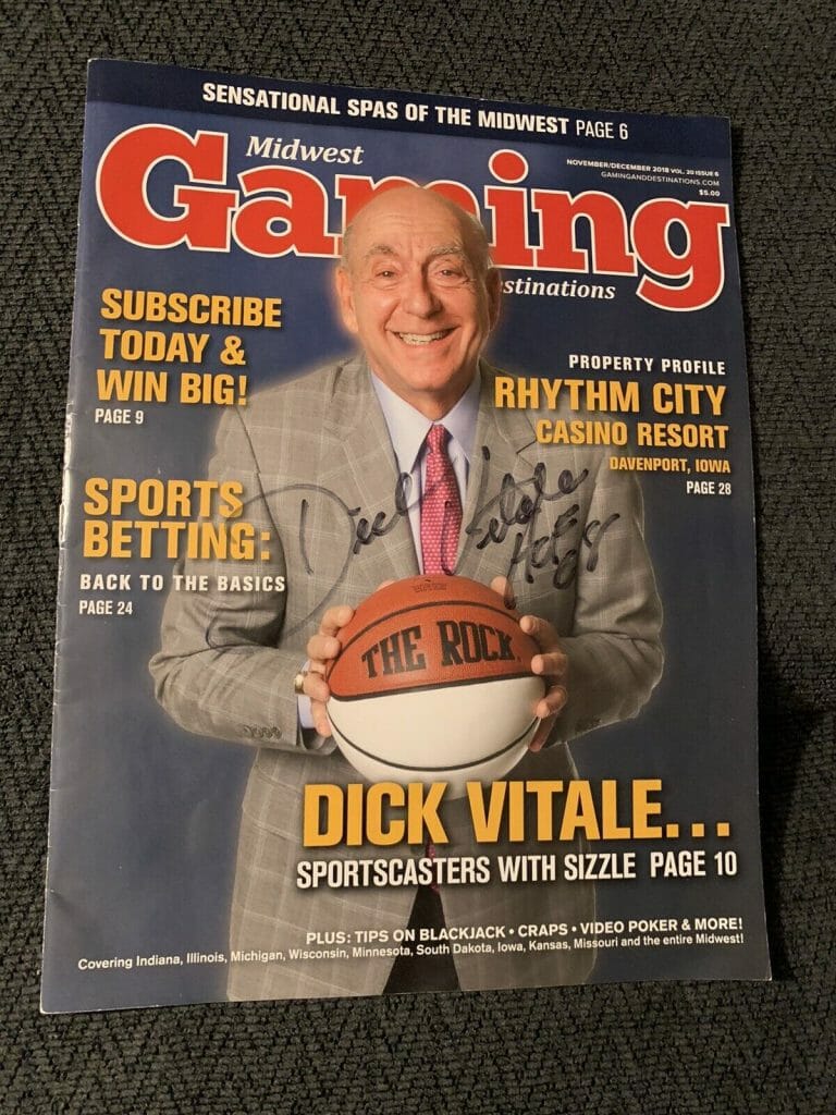 DICK VITALE SIGNED MIDWEST GAMING MAGAZINE AUTOGRAPHED
 COLLECTIBLE MEMORABILIA