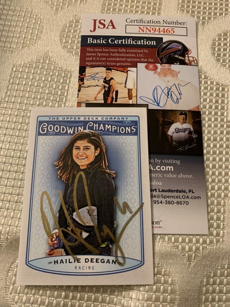 HAILIE DEEGAN SIGNED NASCAR TRADING CARD GOODWIN 2019 JSA AUTHENTICATED COA
 COLLECTIBLE MEMORABILIA