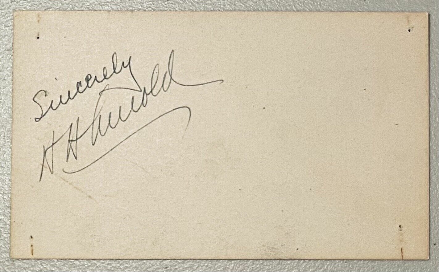 Henry Hap Arnold Signed Autographed 3x5 Card Beckett BAS LOA 5 Star General WW2
