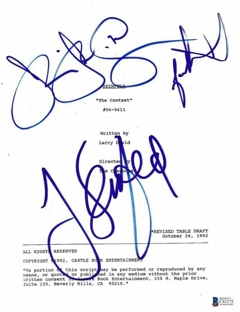 Jerry Seinfeld Dreyfus Alexander Signed Chinese Restaurant Script Auto  Beckett