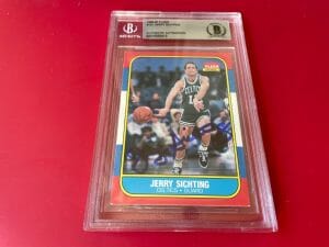 JERRY SICHTING CELTICS 1986 NBA FLEER CARD SIGNED AUTO BECKETT BAS SLABBED
 COLLECTIBLE MEMORABILIA